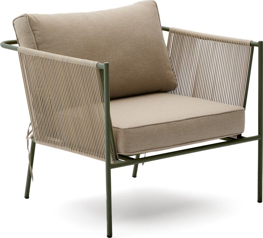 Zelené/béžové kovové zahradní křeslo Zivia – Kave Home Kave Home