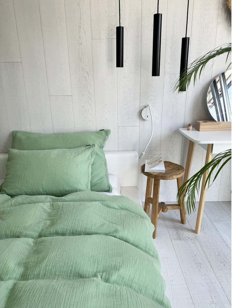 Zelené mušelínové povlečení na dvoulůžko 200x200 cm Plain Muslin – Butter Kings Butter Kings