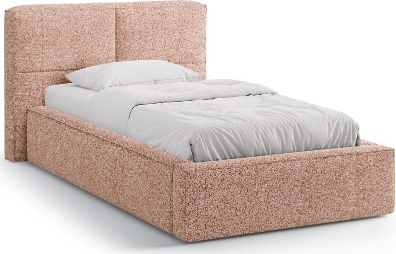 Růžová čalouněná jednolůžková postel s úložným prostorem s roštem 90x200 cm Darren – Micadoni Micadoni