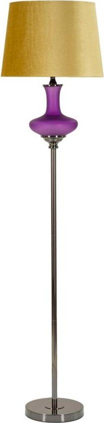 Žlutá/fialová stojací lampa s textilním stínidlem (výška 167 cm) Milva One – Mauro Ferretti Mauro Ferretti