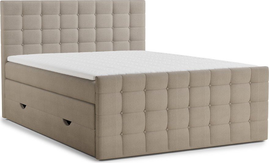 Béžová boxspring postel s úložným prostorem 200x200 cm Tasca – Maison de Rêve Maison de Reve