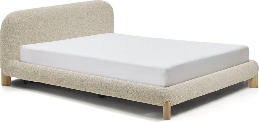 Béžová čalouněná dvoulůžková postel bez roštu 160x200 cm Odina – Kave Home Kave Home