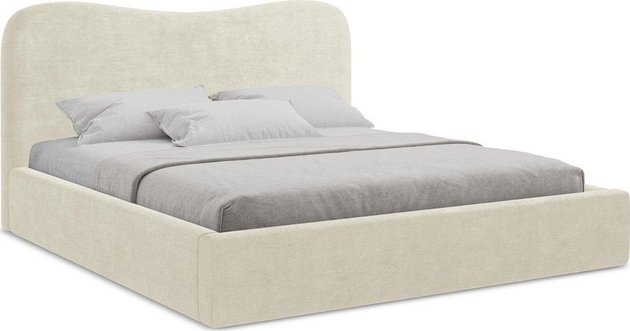 Béžová čalouněná dvoulůžková postel s úložným prostorem s roštem 140x200 cm Kahai – Makamii Makamii