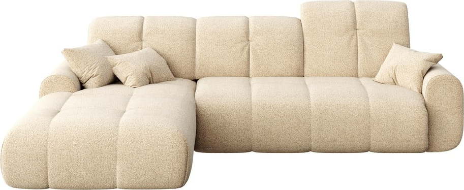 Béžová rohová pohovka z textilie bouclé (levý roh/s lenoškou) Tous - II. jakost – devichy devichy