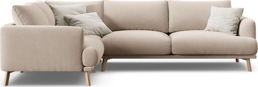 Béžová sametová rohová pohovka (levý roh/do L) Naomi – Micadoni Micadoni