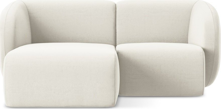 Béžová sametová rohová pohovka (levý roh/s lenoškou) Lani – Makamii Makamii