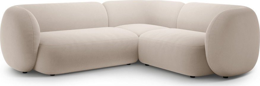 Béžová sametová rohová pohovka (pravý roh/do L) Kate – Micadoni Micadoni