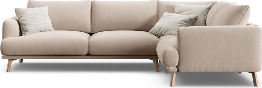 Béžová sametová rohová pohovka (pravý roh/do L) Naomi – Micadoni Micadoni