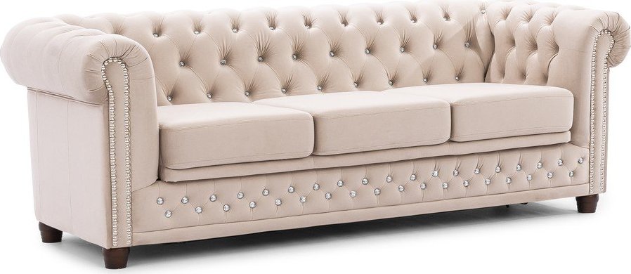 Béžová sametová rozkládací pohovka 203 cm York Blik – Ropez Ropez