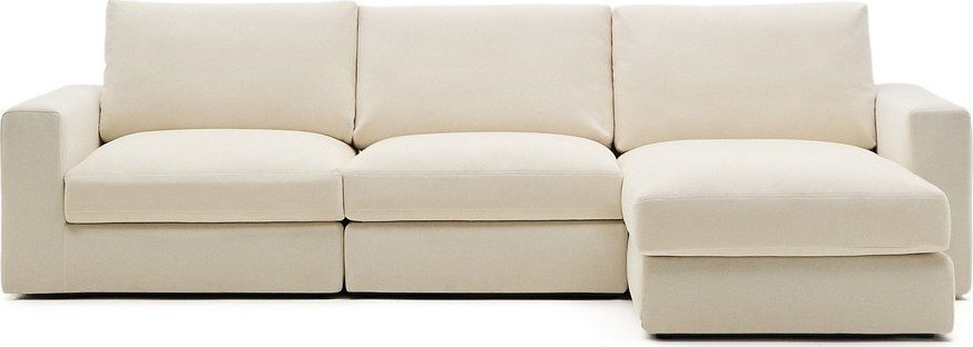 Béžová žinylková rohová pohovka (pravý roh/s lenoškou) Alea – Kave Home Kave Home