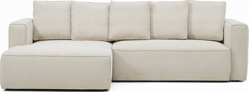 Béžová žinylková rozkládací rohová pohovka (levý roh/s lenoškou) Marela – Kave Home Kave Home