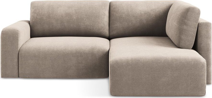 Béžová žinylková rozkládací/s úložným prostorem rohová pohovka (pravý roh/do L) Kona – Makamii Makamii