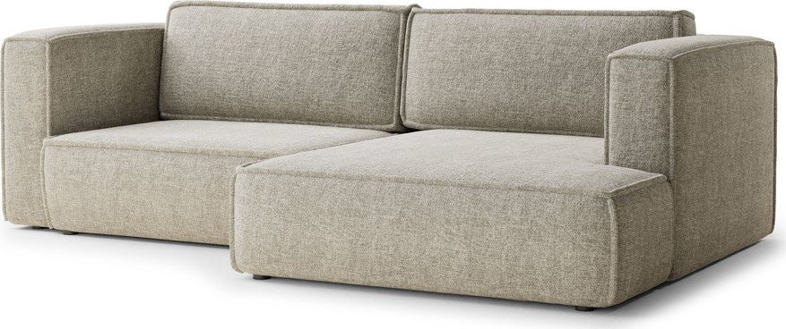 Béžová žinylková rozkládací/s úložným prostorem rohová pohovka (pravý roh/s lenoškou) Velto – Maison de Rêve Maison de Reve