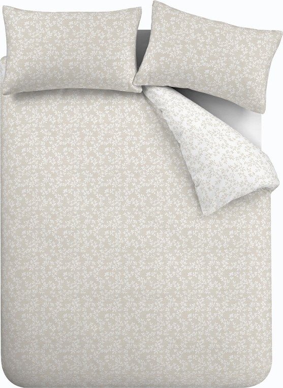 Béžové 3dílné povlečení na dvoulůžko/prodloužené z bavlněného perkálu 230x220 cm Shadow Leaves – Bianca Bianca