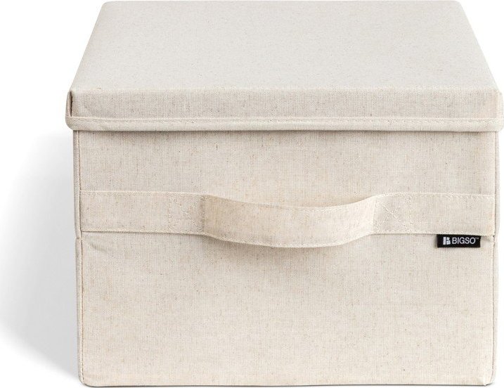 Béžový látkový úložný box s víkem 31x41x22 cm Soft Storage Medium – Bigso Bigso
