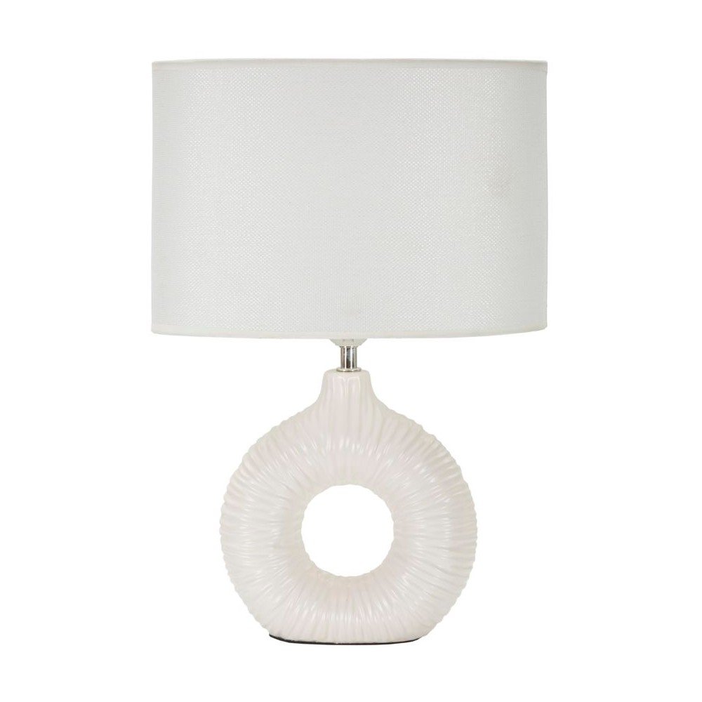 Bílá keramická stolní lampa s textilním stínidlem (výška 43 cm) Seta – Mauro Ferretti Mauro Ferretti