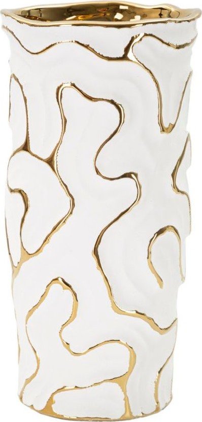 Bílá/ve zlaté barvě keramická váza (výška 25 cm) Adore – Mauro Ferretti Mauro Ferretti