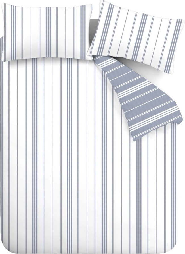 Bílé/modré povlečení na jednolůžko 135x200 cm Harbour Stripe – Catherine Lansfield Catherine Lansfield