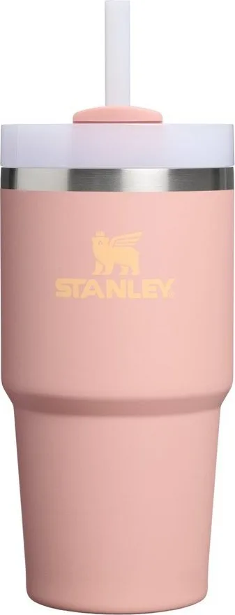 Broskvová termoska s brčkem z nerezové oceli 600 ml Quencher H2.O FlowState™ Tumble Peach Rose – Stanley