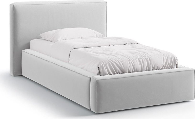 Čalouněná jednolůžková postel s úložným prostorem s roštem 90x200 cm ve stříbrné barvě Jodie – Micadoni Micadoni