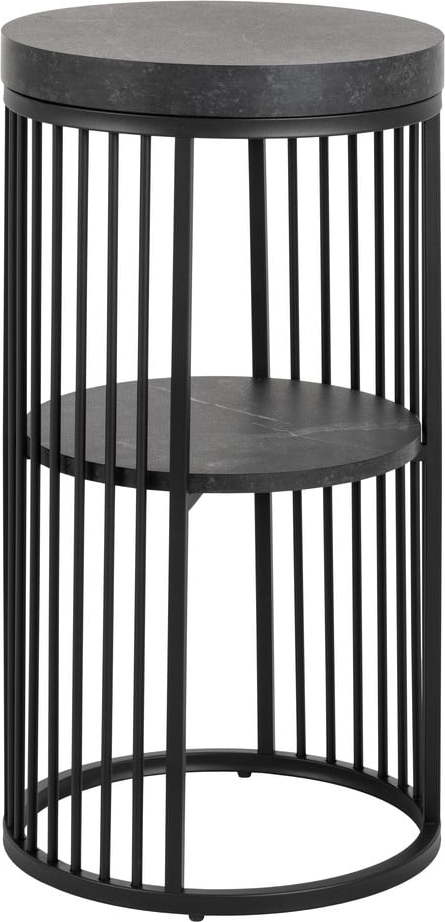 Černý noční stolek s deskou v dekoru mramoru Strington – Actona Actona