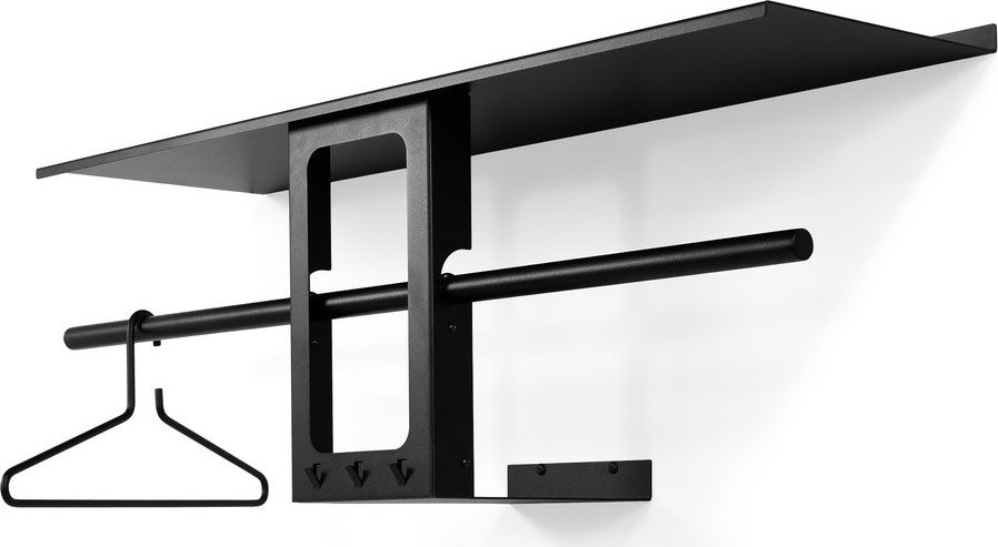 Černý ocelový nástěnný věšák s poličkou 100 cm Luno Small – Spinder Design Spinder Design