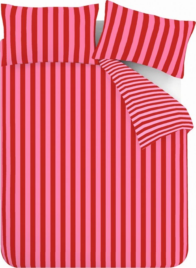 Červené/růžové povlečení na jednolůžko 135x200 cm Stripe Tease – Sassy B Sassy B