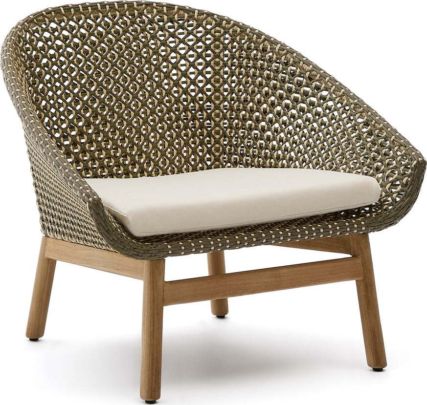 Dřevěné zahradní křeslo v zelené a přírodní barvě Olbia – Kave Home Kave Home