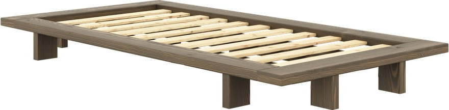 Hnědá jednolůžková postel z borovicového dřeva s roštem 90x200 cm Japan – Karup Design Karup