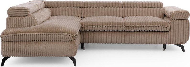 Hnědá manšestrová rohová pohovka (levý roh/do L) Marbeya – Ropez Ropez