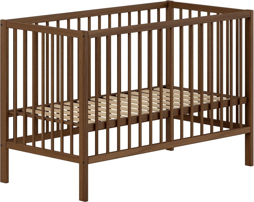 Hnědá postýlka z bukového dřeva s nastavitelnou výškou 60x120 cm Dino – Vipack Vipack