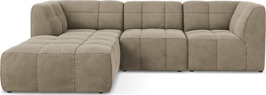 Hnědá sametová rohová pohovka (levý roh/s lenoškou) Aloha – Makamii Makamii