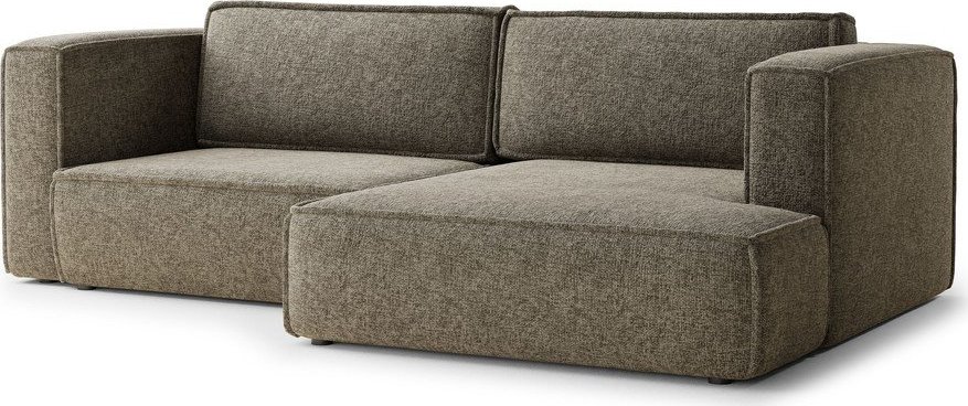 Hnědá žinylková rozkládací/s úložným prostorem rohová pohovka (pravý roh/s lenoškou) Velto – Maison de Rêve Maison de Reve