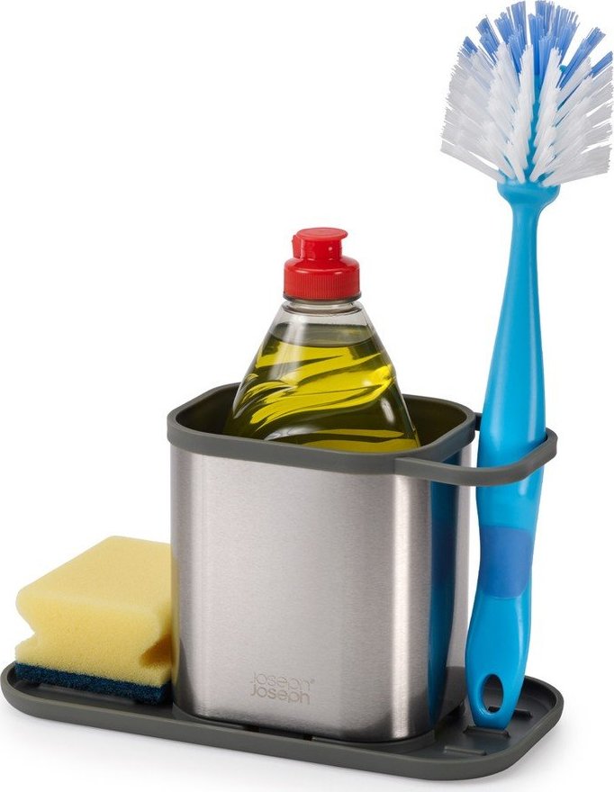 Kovový stojan na mycí prostředky v leskle stříbrné barvě Duo Steel – Joseph Joseph Joseph joseph