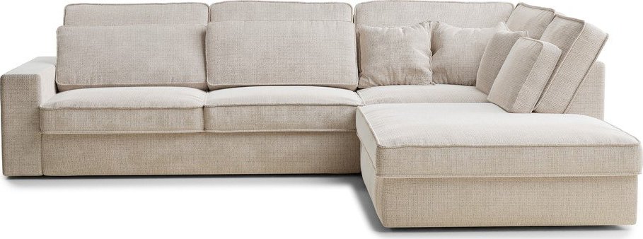 Krémová žinylková rohová pohovka (pravý roh/do L) Kirou – Maison de Rêve Maison de Reve