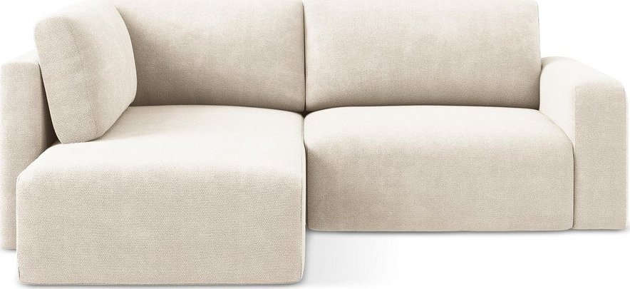 Krémová žinylková rozkládací/s úložným prostorem rohová pohovka (levý roh/do L) Kona – Makamii Makamii