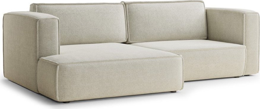 Krémová žinylková rozkládací/s úložným prostorem rohová pohovka (levý roh/s lenoškou) Velto – Maison de Rêve Maison de Reve