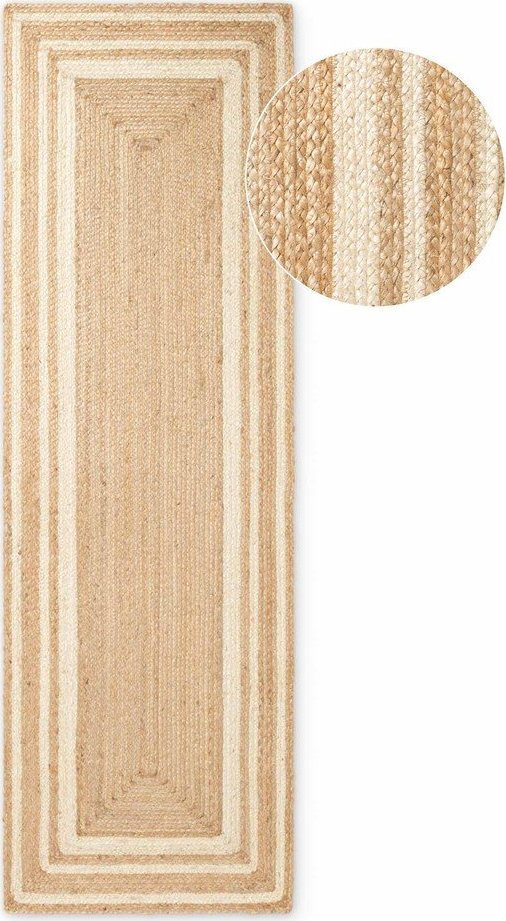 Krémový/v přírodní barvě oboustranný/ručně tkaný jutový běhoun 70x200 cm Jutta – Hanse Home Hanse Home