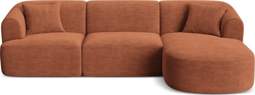 Manšestrová rohová pohovka v terakotové barvě (pravý roh/s lenoškou) Campi – Cosmopolitan Design Cosmopolitan design