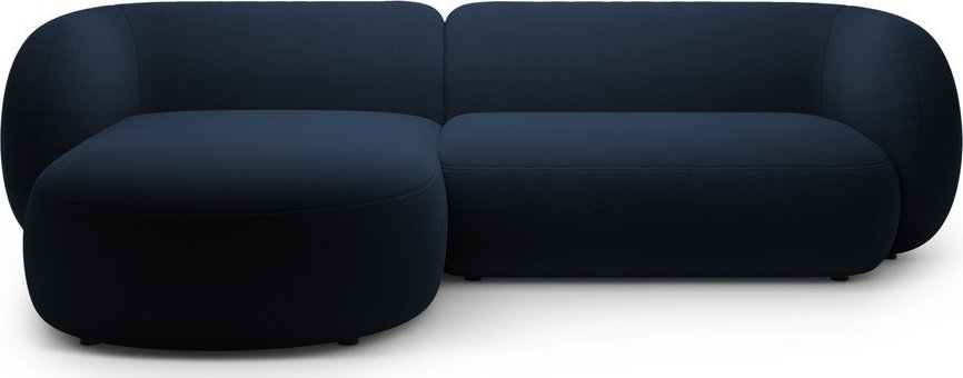 Modrá sametová rohová pohovka (levý roh/s lenoškou) Kate – Micadoni Micadoni