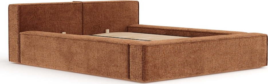 Oranžová čalouněná dvoulůžková postel s úložným prostorem s roštem 140x200 cm Voliera – Maison de Rêve Maison de Reve