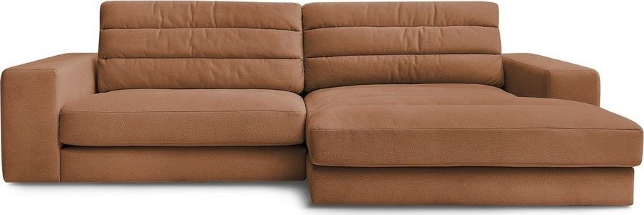 Oranžová sametová rohová pohovka (pravý roh/s lenoškou) Sierra – Bobochic Paris Bobochic Paris