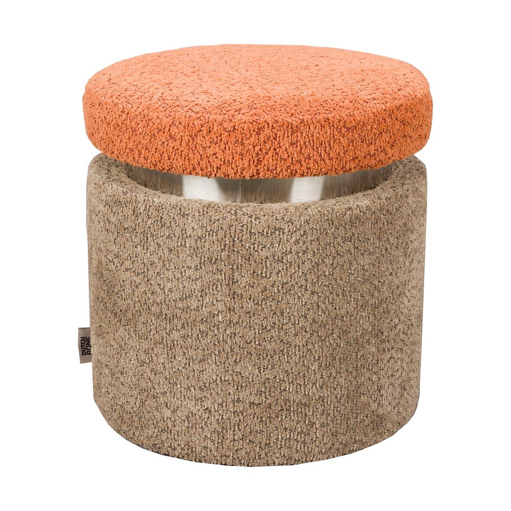 Oranžový/hnědý taburet z textilie bouclé Sen – Dutchbone Dutchbone