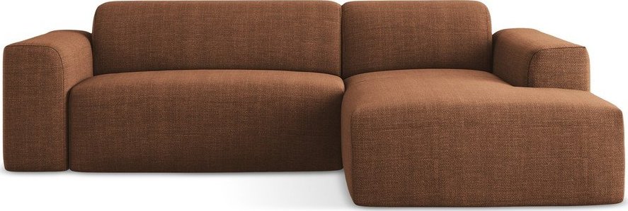 Rohová pohovka v terakotové barvě (pravý roh/s lenoškou) Keli – Makamii Makamii