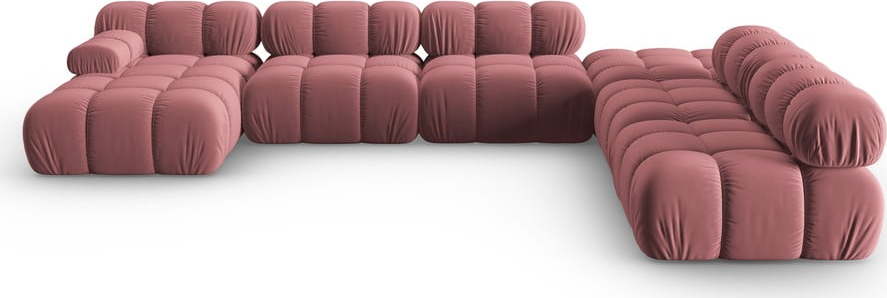 Růžová sametová pohovka 379 cm Bellis – Micadoni Home Micadoni