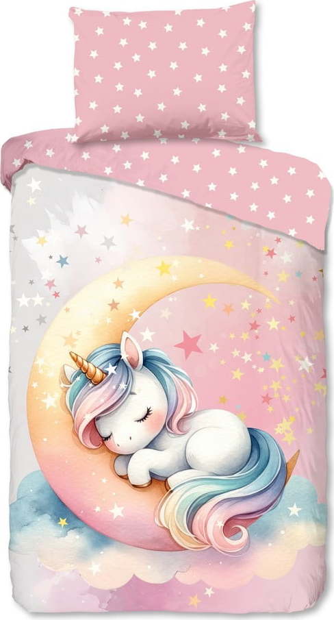 Růžové bavlněné dětské povlečení na jednolůžko 140x200 cm Molly – Good Morning GOOD MORNING