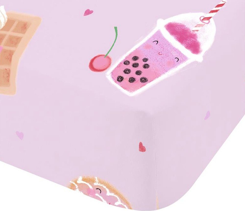 Růžové napínací dětské prostěradlo na jednolůžko 90x190 cm Sweet Treats – Catherine Lansfield Catherine Lansfield