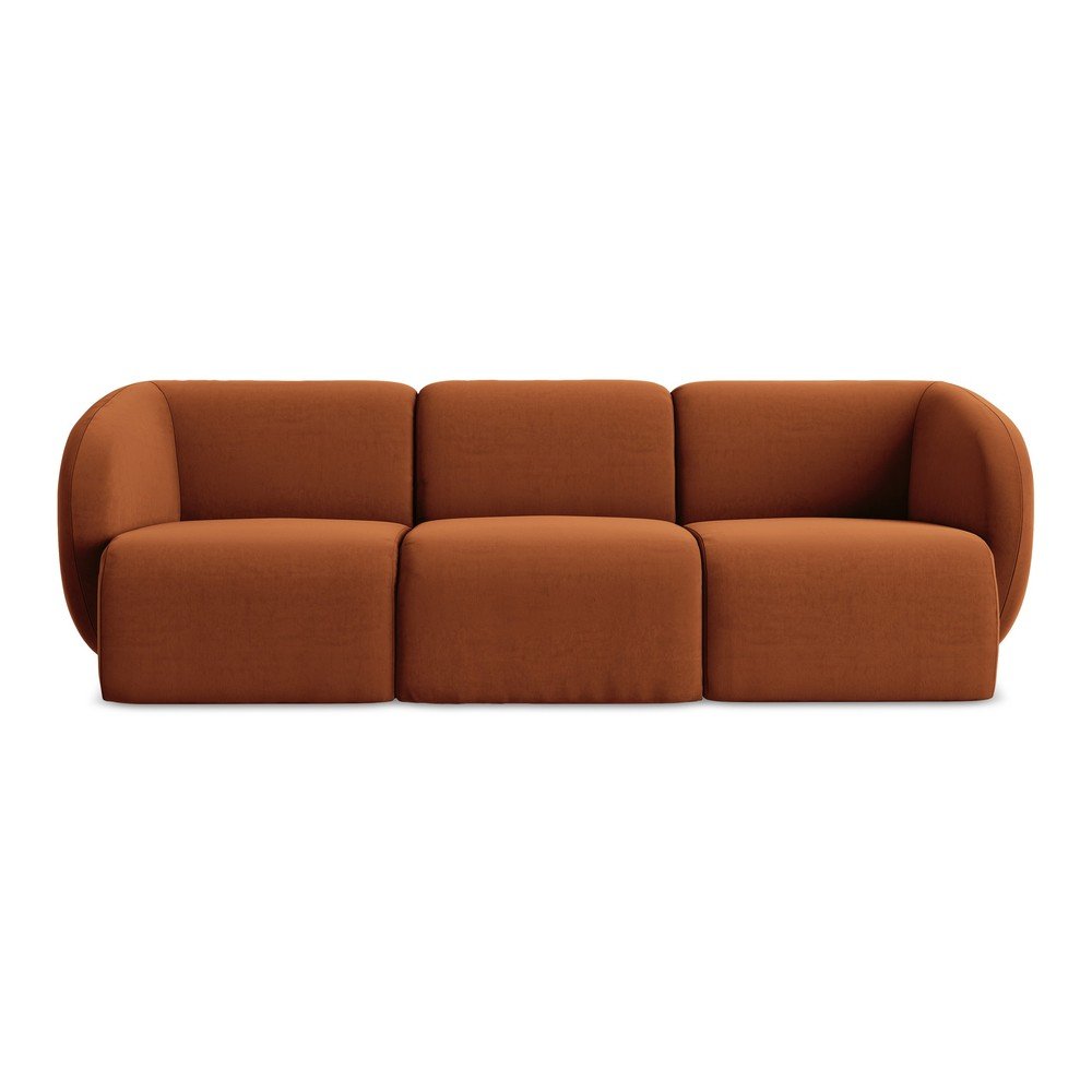 Sametová pohovka v terakotové barvě 244 cm Lani – Makamii Makamii