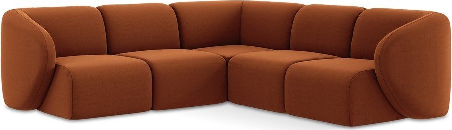 Sametová rohová pohovka v terakotové barvě Lani – Makamii Makamii