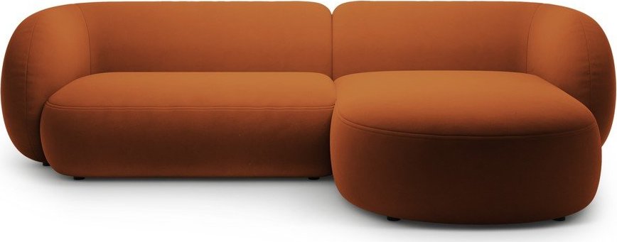 Sametová rohová pohovka v terakotové barvě (pravý roh/s lenoškou) Kate – Micadoni Micadoni